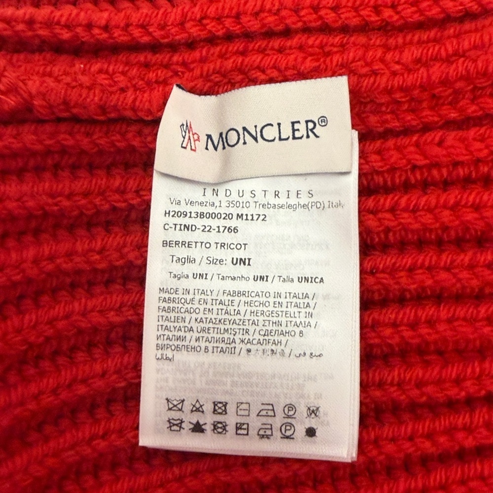 NWOT Moncler Red Ribbed Beanie - Picture 5 of 6